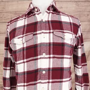 American Eagle Shirt Mens Medium Red White Plaid Flannel Super Soft Button Down